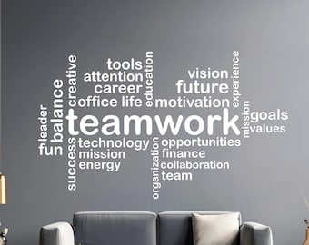 Teamwork Office Wall Decal- Motivation- Inspire- Teamwork Makes The Dream Work- Office Decor- Office Quotes- Typography