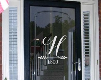 Front Door Decal #4 -Personalized Storm Door Decal-Family Monogram-Front Door Monogram-Custom Family Wall Vinyl Decal-Initial Wall Decal