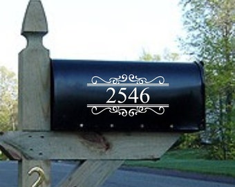 Mailbox Numbers with Scroll-Vinyl Decal- Set of TWO-Vinyl Numbers-Curb Appeal- Mailbox Decor- House Number- Address