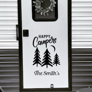 Camper Decal- Happy Campers Personalized Last Name - RV Decor- RV Decal- Camper- Glamping- Window Sticker