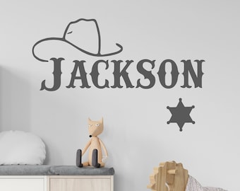 Cowboy Sheriff Personalized with Name-Vinyl Wall Decal-Bedroom Decor-Vinyl Wall Decal- Boy- Girl- Cowgirl- Bedroom Decor- Nursery Decor