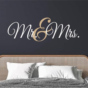 Mr. & Mrs. Wall Decal, Wedding Decal, Home Decor, Vinyl Lettering, Bedroom Wall Art, Couples Gift, Removable Sticker, Wedding Gift