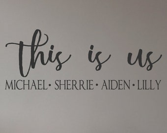 This is us with Names-Vinyl Wall Decal-Vinyl Wall Decal -Lettering Decor- Family Quotes- Farmhouse Decor- Wedding