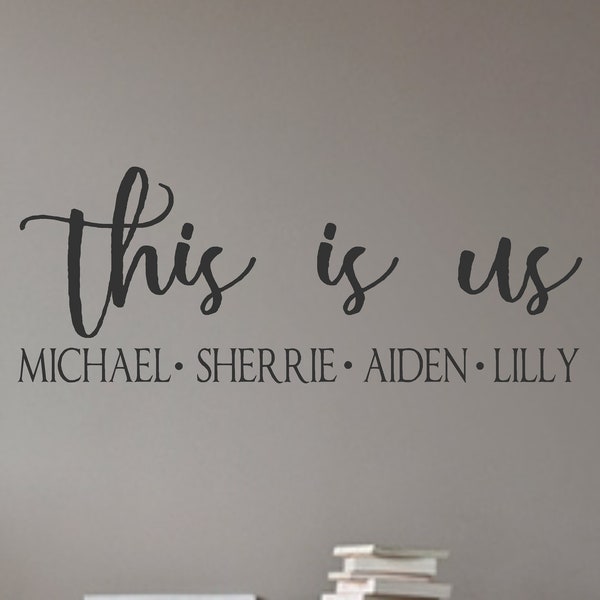 This is us with Names-Vinyl Wall Decal-Vinyl Wall Decal -Lettering Decor- Family Quotes- Farmhouse Decor- Wedding