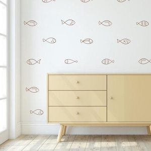 Vinilos decorativos de peces - Decoración de pesca - Dormitorio náutico - Pegatinas oceánicas - Habitación infantil moderna - Decoración infantil - Vinilos extraíbles