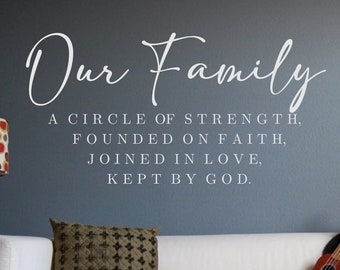 Our Family Strength Faith Love-Vinyl Wall Decal-Family Quotes- Farmhouse Family Quotes-