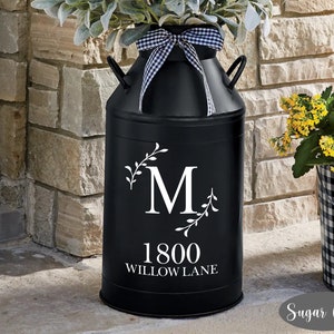 Monogram with Address- Vinyl Decal- Milk Can Decor- Storm Door Decal-Family Monogram-Front Door Monogram- DIY- Sign Making