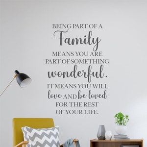 Being Part Of A Family Wonderful Love Life- Vinyl Wall Decal- Family Quotes- Farmhouse Décor- Words For Your Walls- Inspirational Quote