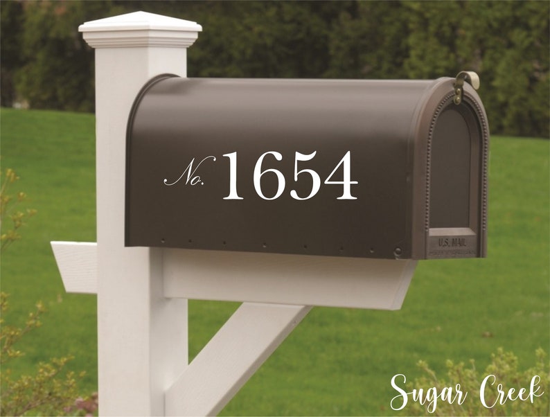 Mailbox Address Numbers-Vinyl Decal Set of TWO-Vinyl Numbers-Curb Appeal-Front Lid Numbers New Home image 1