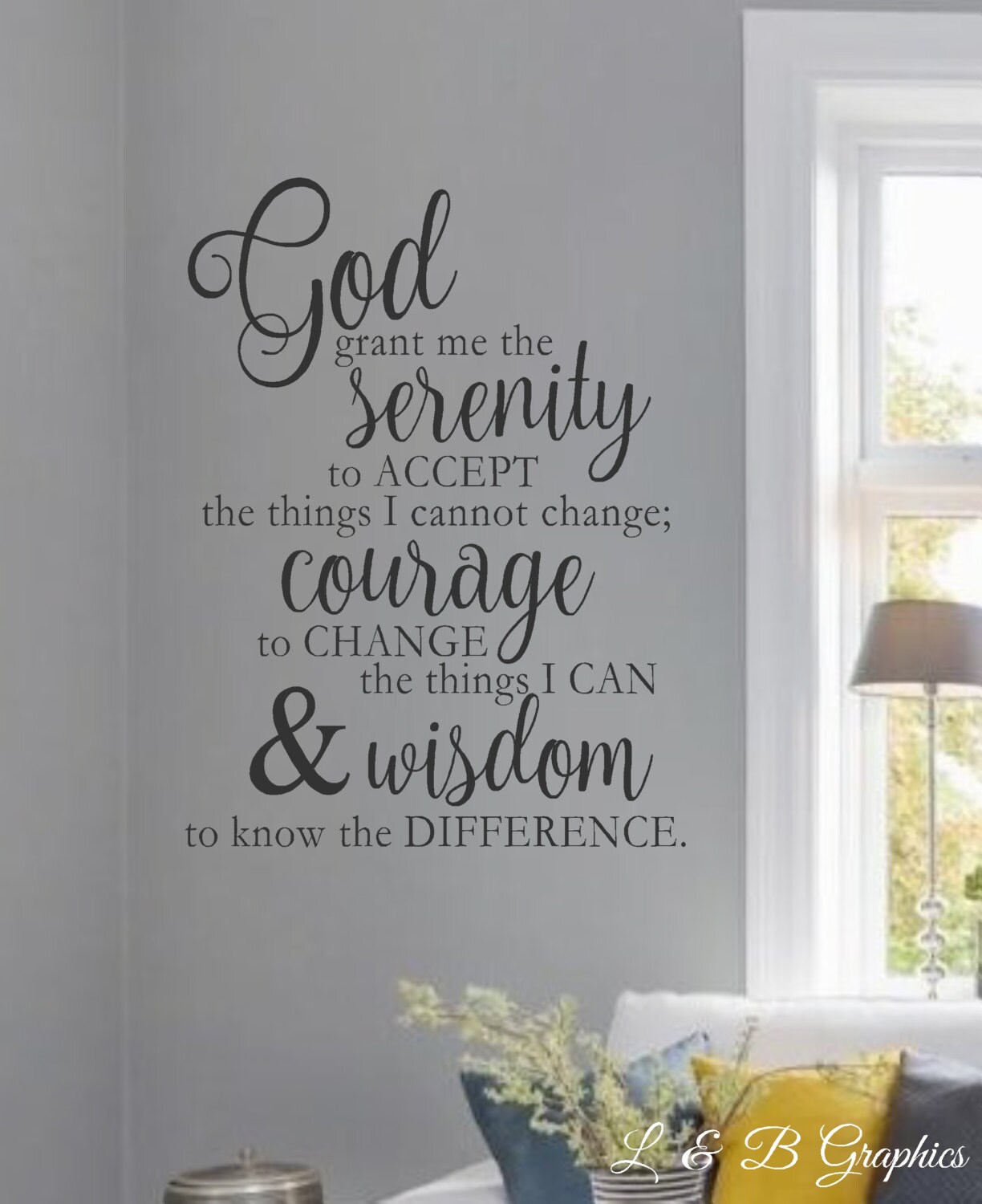 SERENITY PRAYER Home Bedroom Vinyl Wall Decal Lettering Saying Words 16/" x 8/"