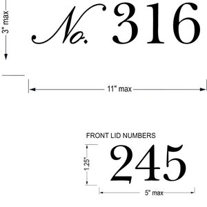Mailbox Address Numbers-Vinyl Decal Set of TWO-Vinyl Numbers-Curb Appeal-Front Lid Numbers New Home image 2