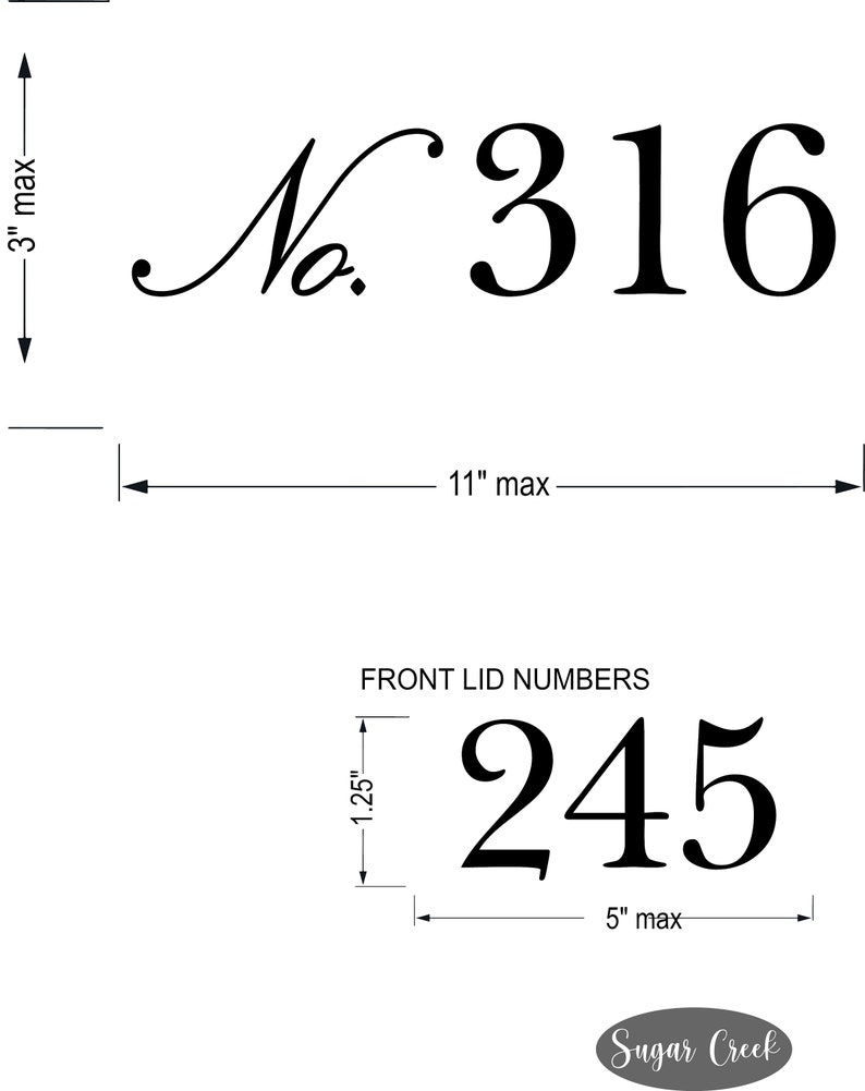 Mailbox Address Numbers-Vinyl Decal Set of TWO-Vinyl Numbers-Curb Appeal-Front Lid Numbers New Home image 2