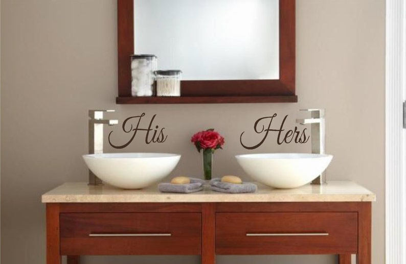 His Hers Vinyl Wall Decal Bathroom Bedroom Wedding Decor Etsy