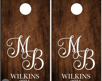 Cornhole Abziehbilder-Initialen mit Nachname-#2-Hochzeit Cornhole-Jubiläum-Geburtstag-personalisierte Cornhole-benutzerdefinierte Cornhole Abziehbilder-Vinyl Aufkleber
