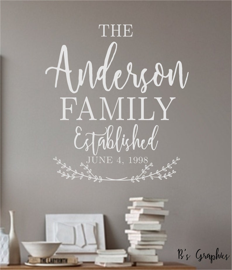 Family Name Established Date vinyl Wall Decal Farmhouse Etsy