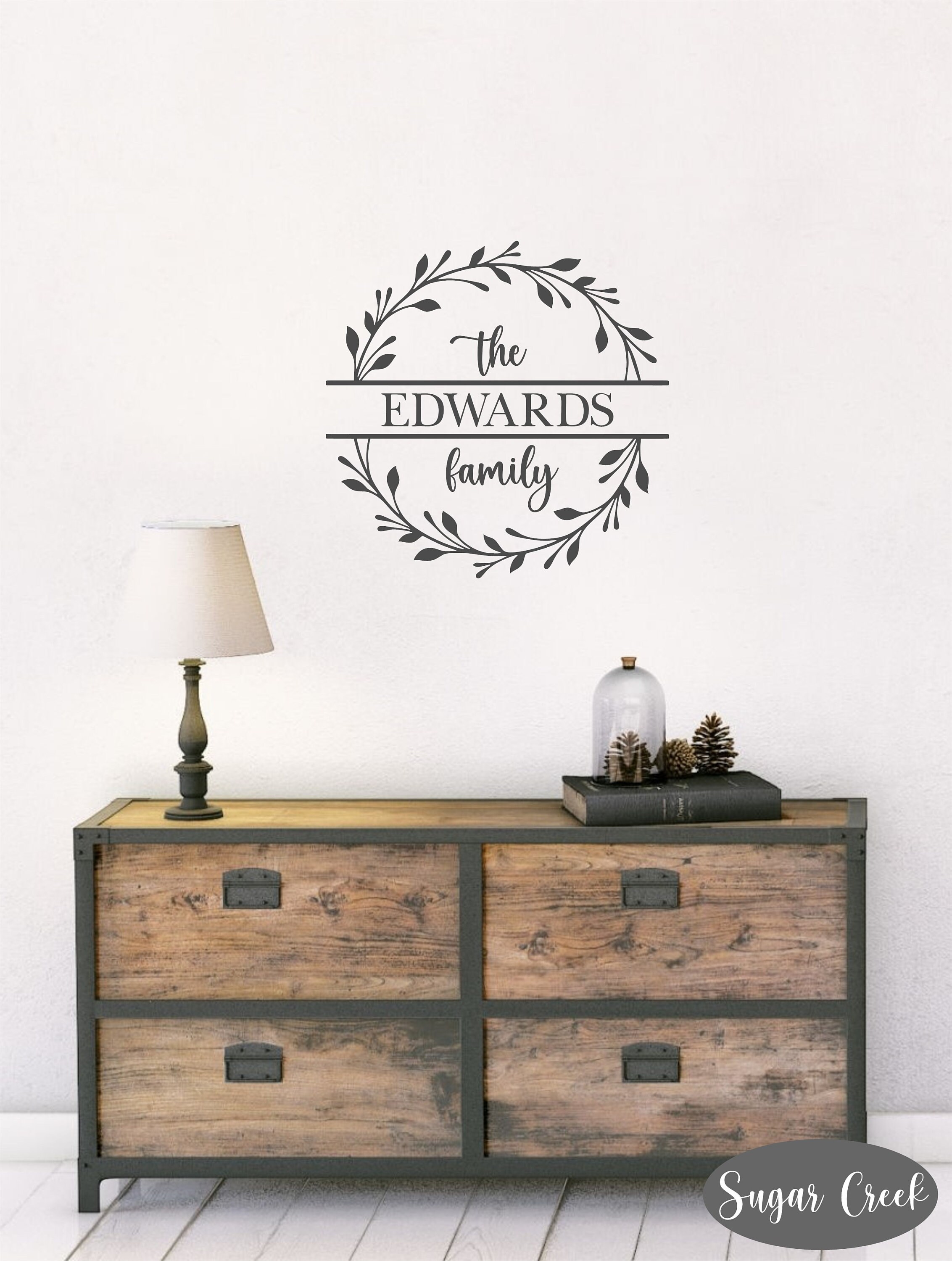 Front Door Family Name Wreath -vinyl Decal-personalized Storm Door ...