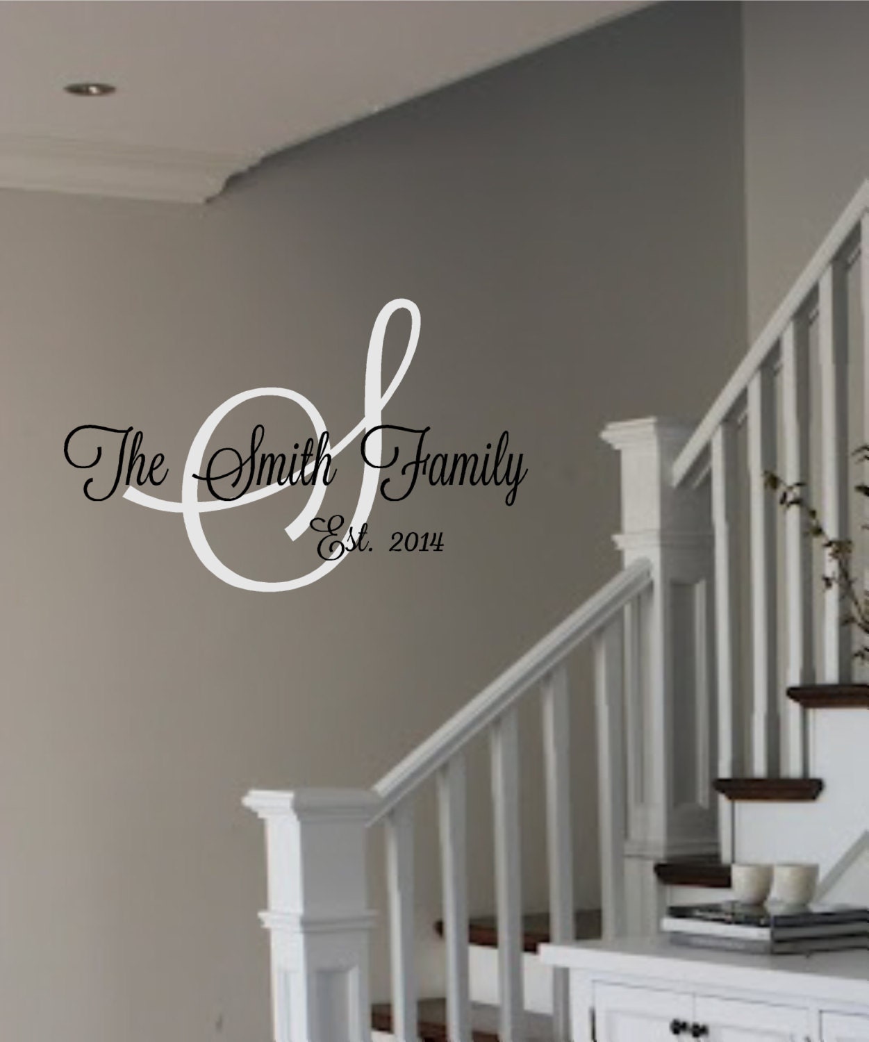 Laurel Monogram Vinyl Wall Decal – Personalized Removable Sticker For Kids Room, Family Name, Initials