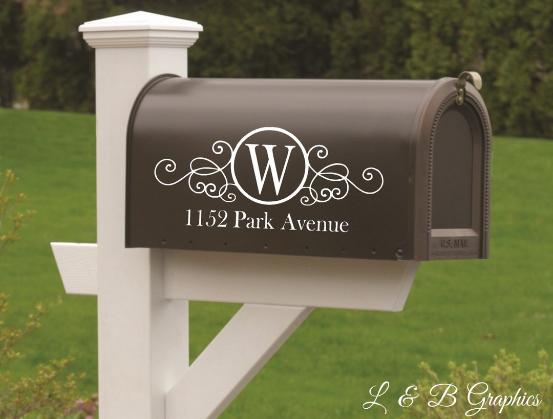 Mailbox Vinyl Decal-custom Circle Monogram and Address-set of Two-vinyl ...