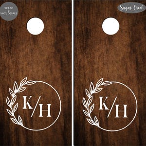 Cornhole Decals-Wreath With Initials-Barn Wedding-Vinyl Decals-Wedding-Anniversary-Birthday-Personalized Cornhole-Custom Cornhole Decals