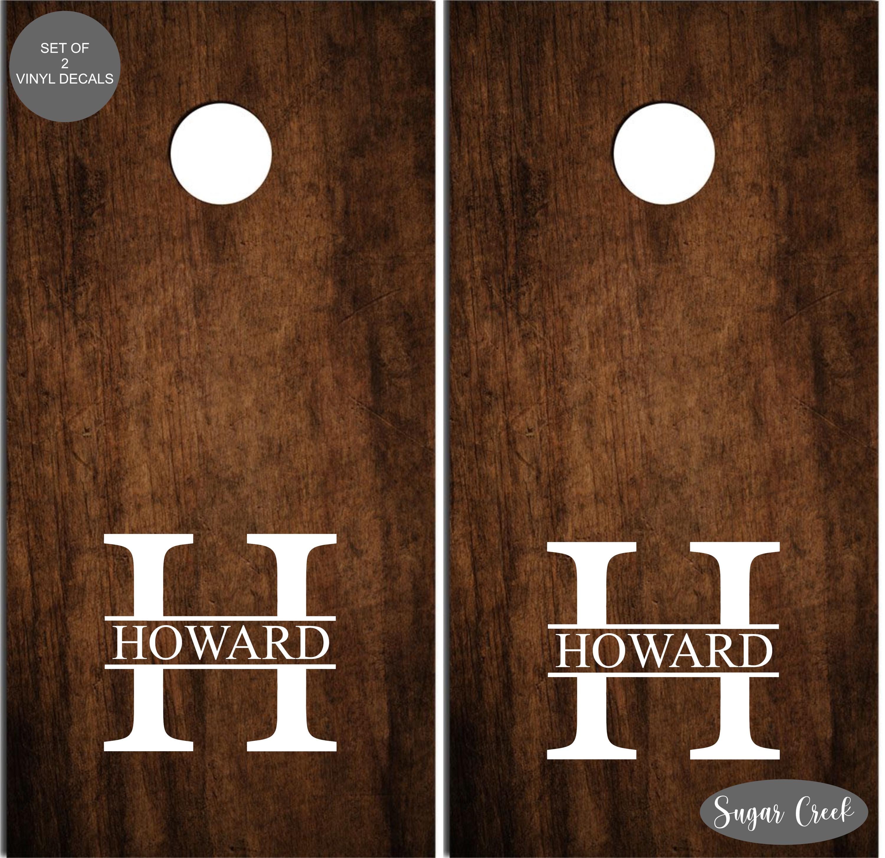 Custom Cornhole Board Decals - 4-Piece Personalized Vinyl Sticker Set (18"x15", Waterproof & Durable)