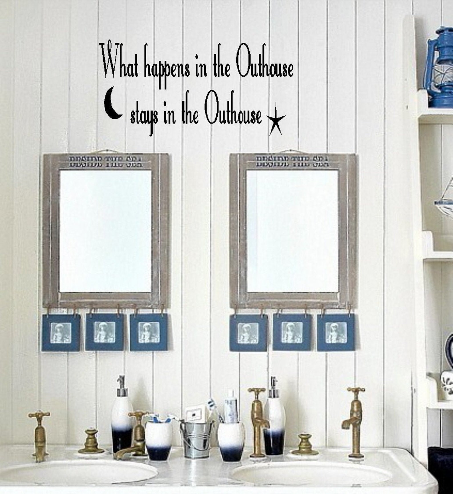 Outhouse/bathroom Vinyl Wall Decor Lettering Sticky Art Funny Etsy