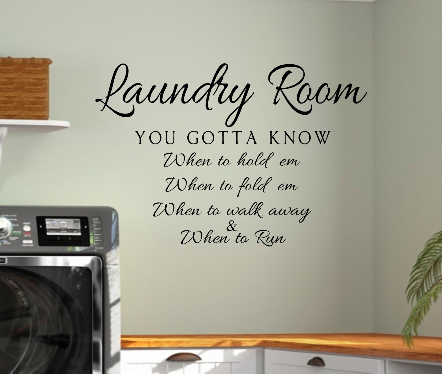 LAUNDRY Collage Vinyl Lettering Decal Words Wall Sticker Wall Ar Decor Quote 