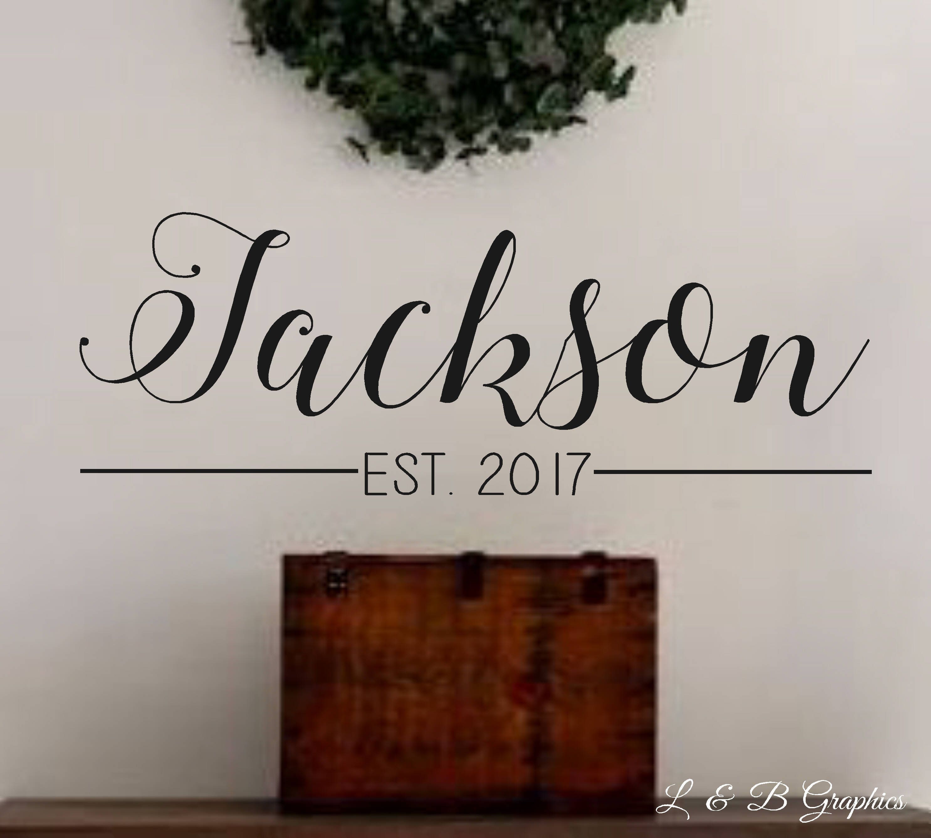 Last Name Established- Vinyl Wall Decal- Lettering - Home Decor ...
