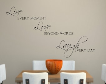 Live Love Laugh Vinyl Wall Decal Decor Lettering Words for the wall   Wall Quotes