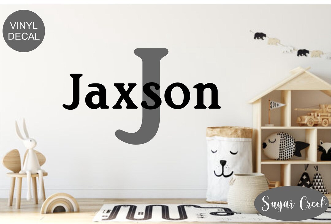 Boys Name and Initial Vinyl Wall Decal- Nursery Decor Decal-boy or Girl ...