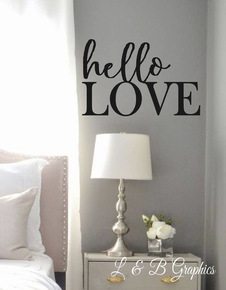 Vinyl Wall Decalhello LOVE Vinyl Wall Quotes Bedroom Etsy