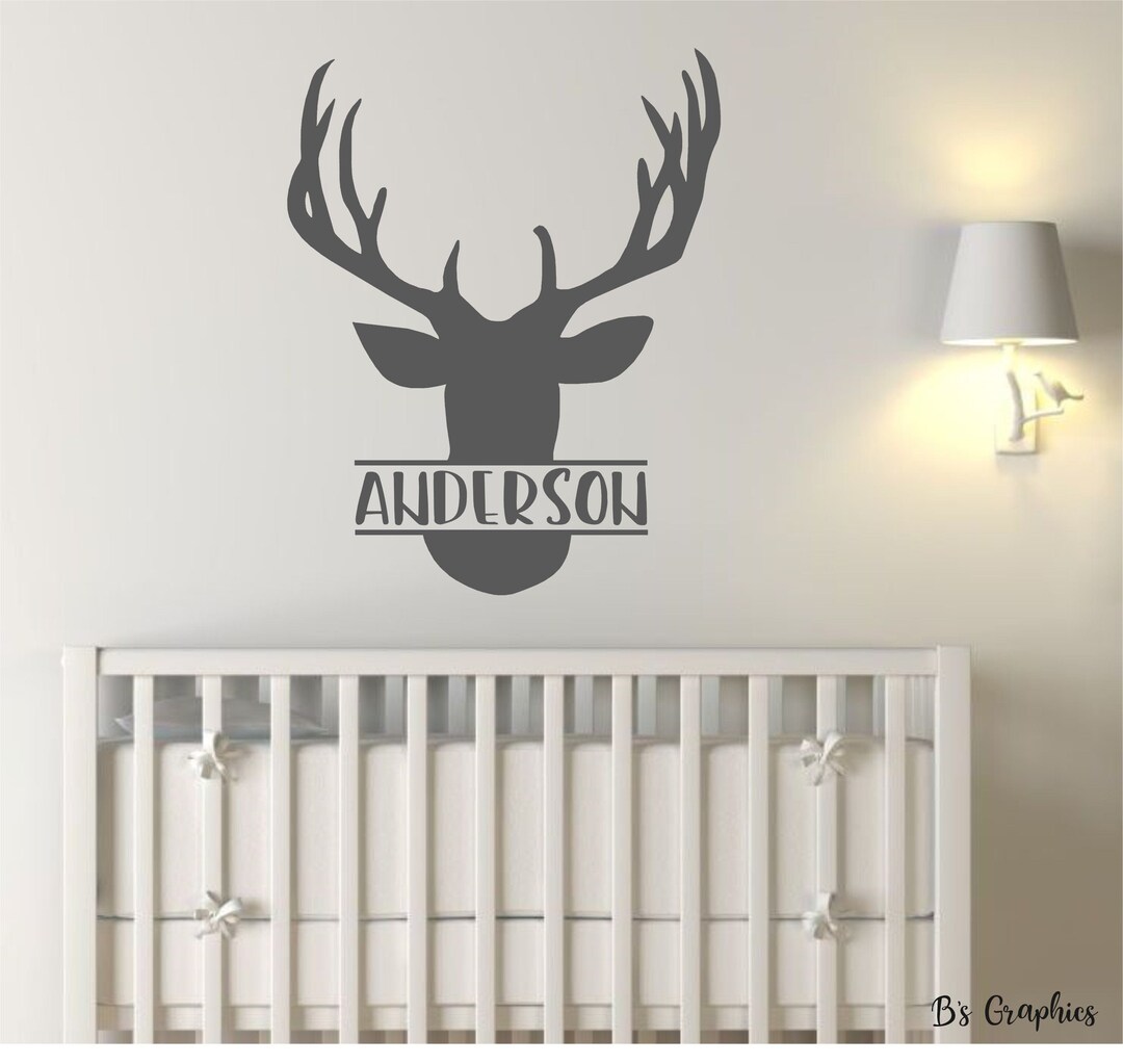 Buck Personalized With Name- Vinyl Wall Decal- Custom Name With Bear ...