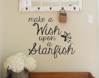 Make a Wish Upon a Starfish-vinyl muursticker-strand-Starfish-Nautical-vinyl belettering sticker
