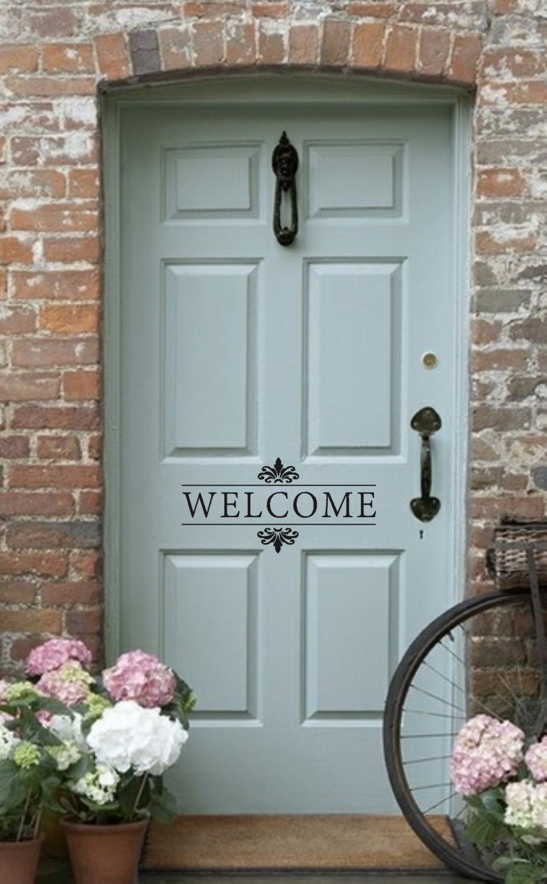 Welcome Vinyl Wall Decal Front DoorBack Door Vinyl Lettering for the home