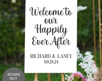 Welcome To Our Happily Ever After Custom Wedding Decal Personalized Wedding Decor Vinyl Decal Barn Wedding DIY Welcome to Our Wedding