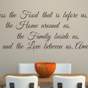 Bless the Food before us,the Home around us,the Family beside us,and the Love between us Amen-Kitchen-Dining Room-Home Decor-Vinyl Decal