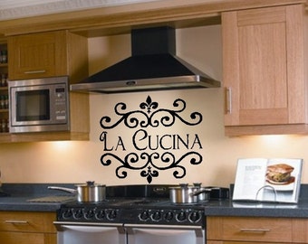 La Cucina Kitchen Vinyl Wall Decal Italian Decoration Kitchen Decor