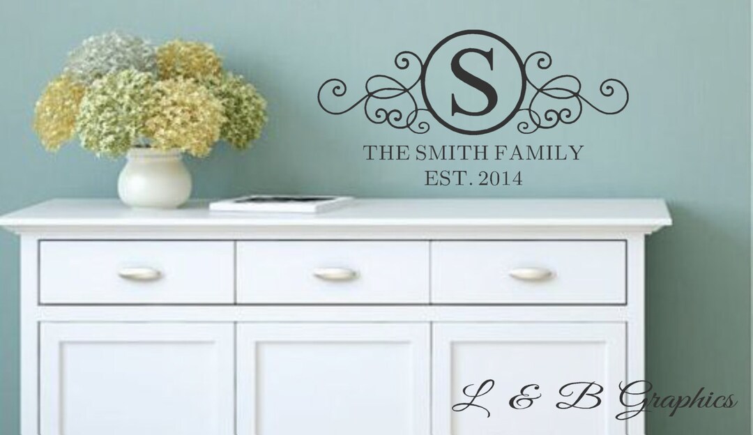 Circle Monogram with Kids Name Personalized Vinyl Lettering Wall Decals
