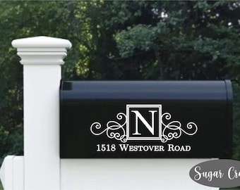 Mailbox Vinyl Decal-Custom Name and Address #2-Set of TWO-Vinyl Lettering-Curb Appeal
