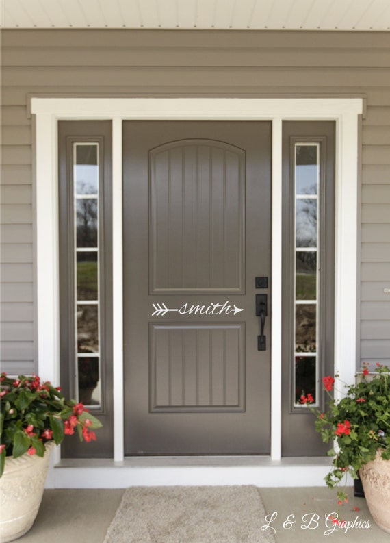 Front Door Custom Name Arrow Vinyl Wall Decal Curb Appeal Etsy