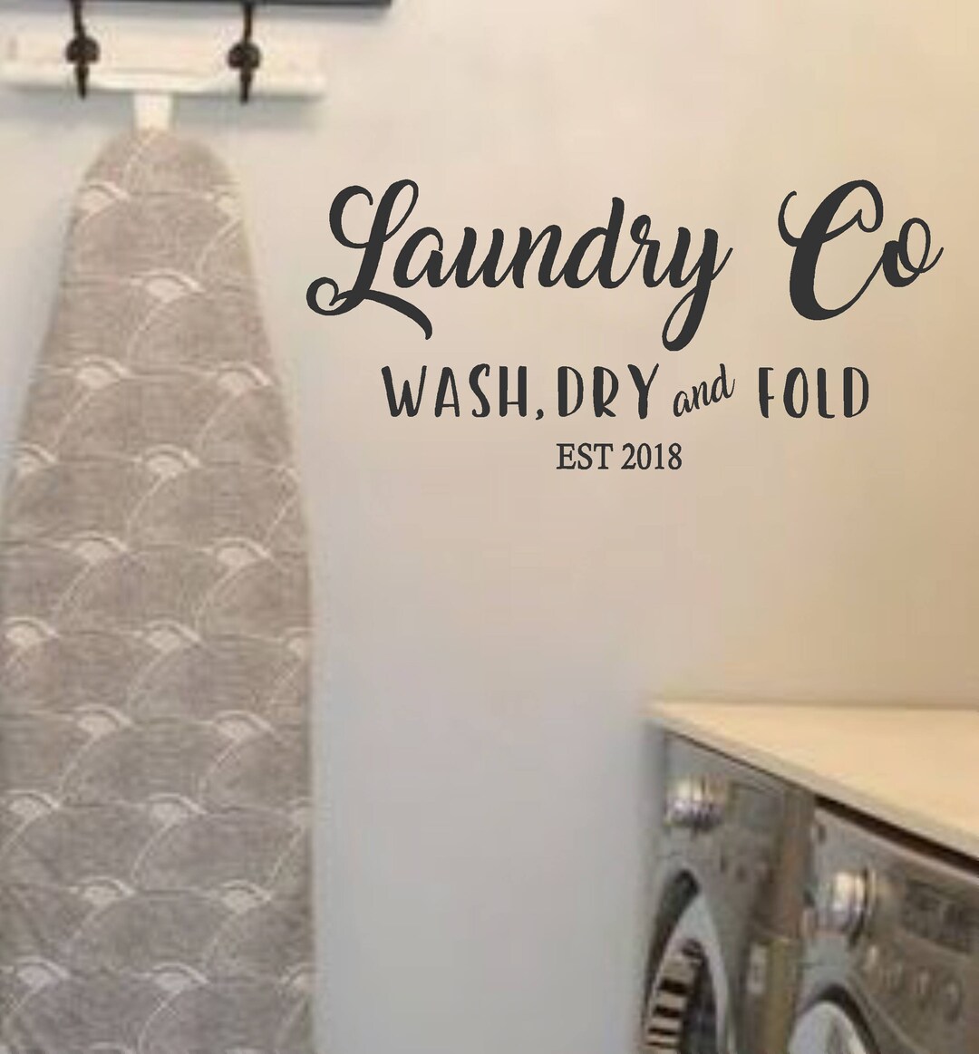 Laundry Room Vinyl Wall Decal Laundry Co WASH DRY FOLD With - Etsy