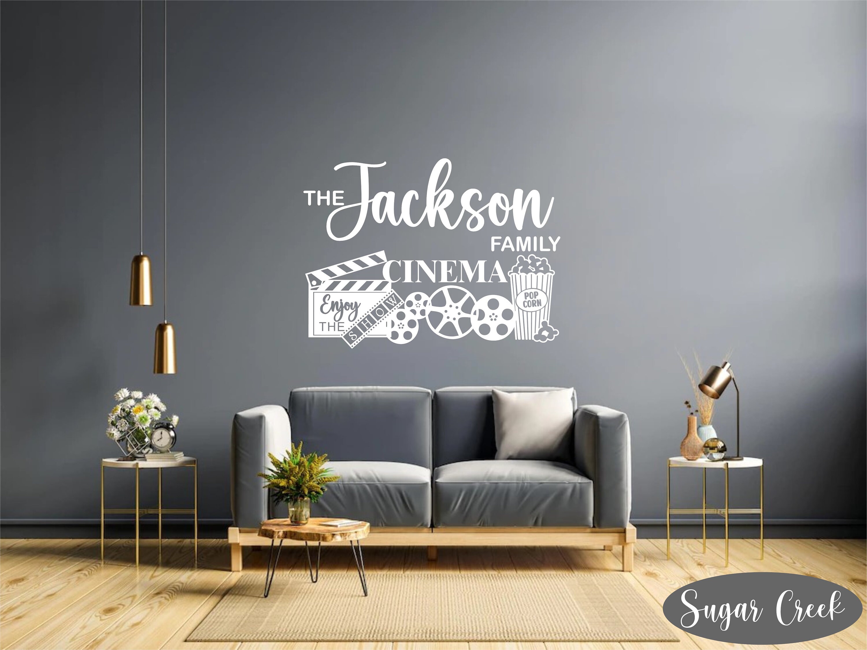 Home Cinema Personalized-vinyl Wall Decal- Theater Popcorn Wall Decals ...