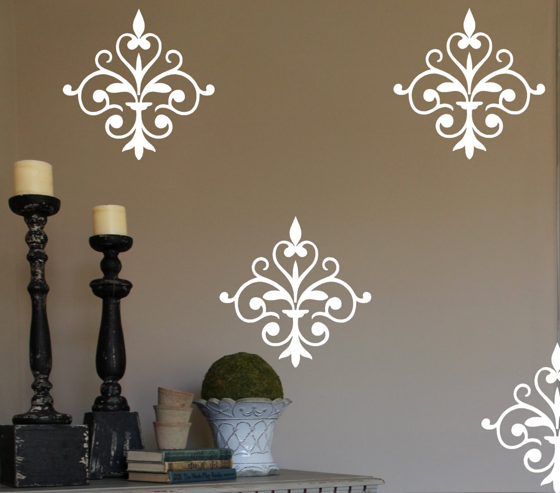 Damask Vinyl Wall Decal Damask 1 wallpaper Designbedroom Etsy