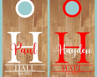 Adesivos Cornhole - Nome Inicial Data Est. #2 - Casamento Cornhole - Aniversário - Aniversário - Cornhole Personalizado - Adesivos Cornhole Personalizados - Adesivos de Vinil