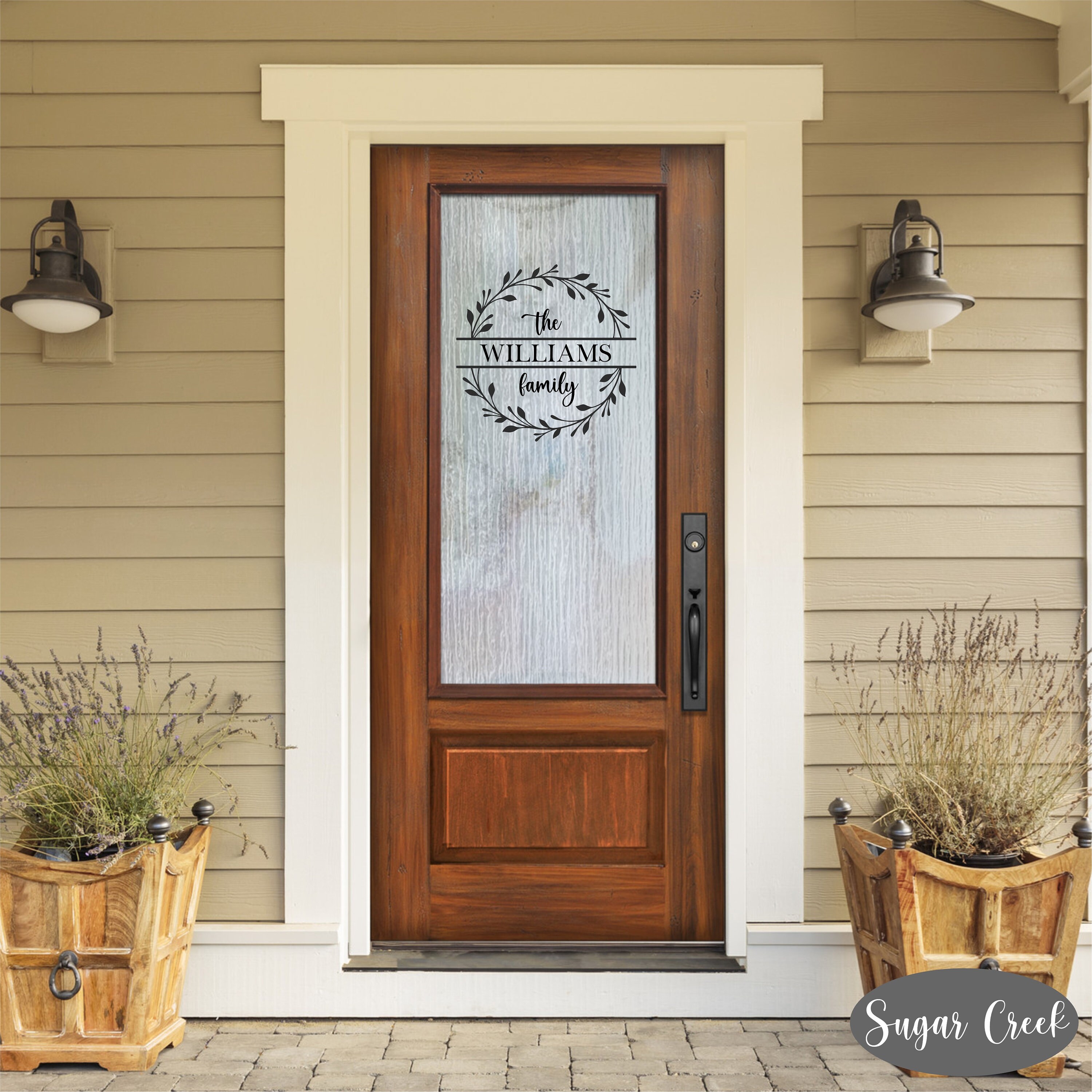 Front Door Family Name Wreath -vinyl Decal-personalized Storm Door ...