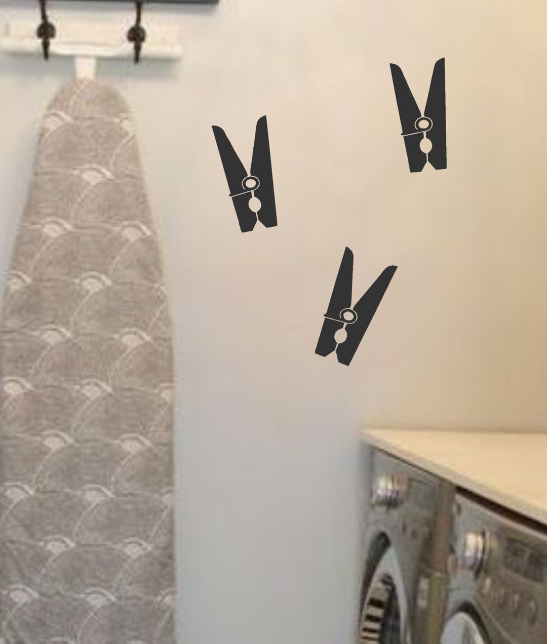 Clothespins Set of 14 Laundry Room Wall Decals Sticky Laundry Room ...