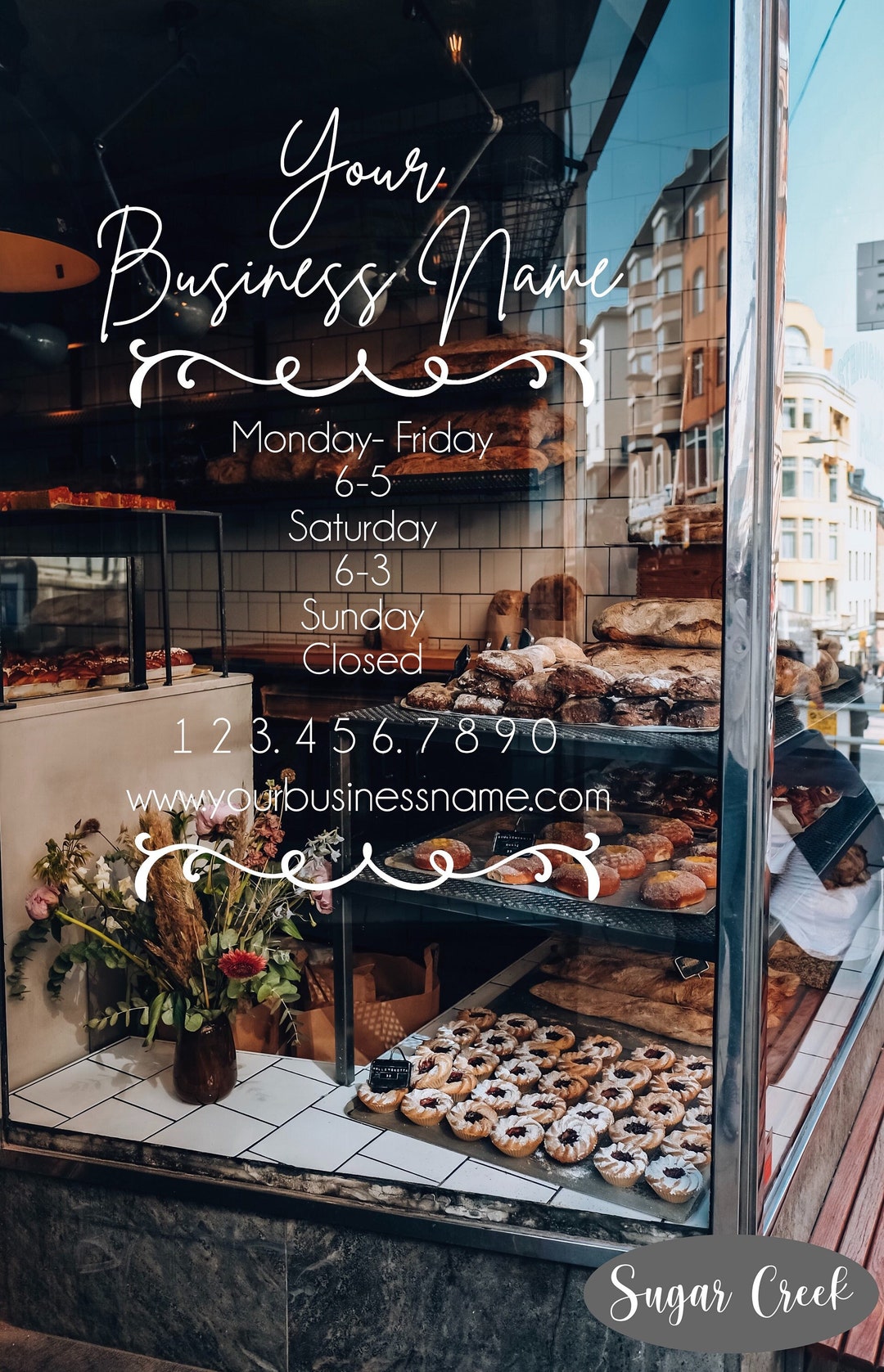 Business Window Decal Customizable 2 your Company Name Business Hours