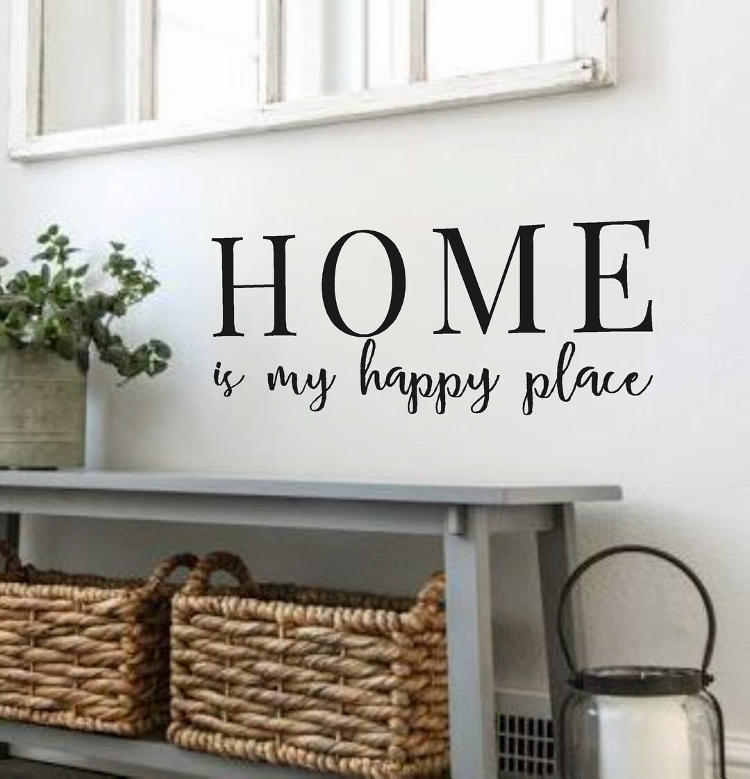 HOME is My Happy Placevinyl Wall Quotes Family Quotes Farmhouse Decor
