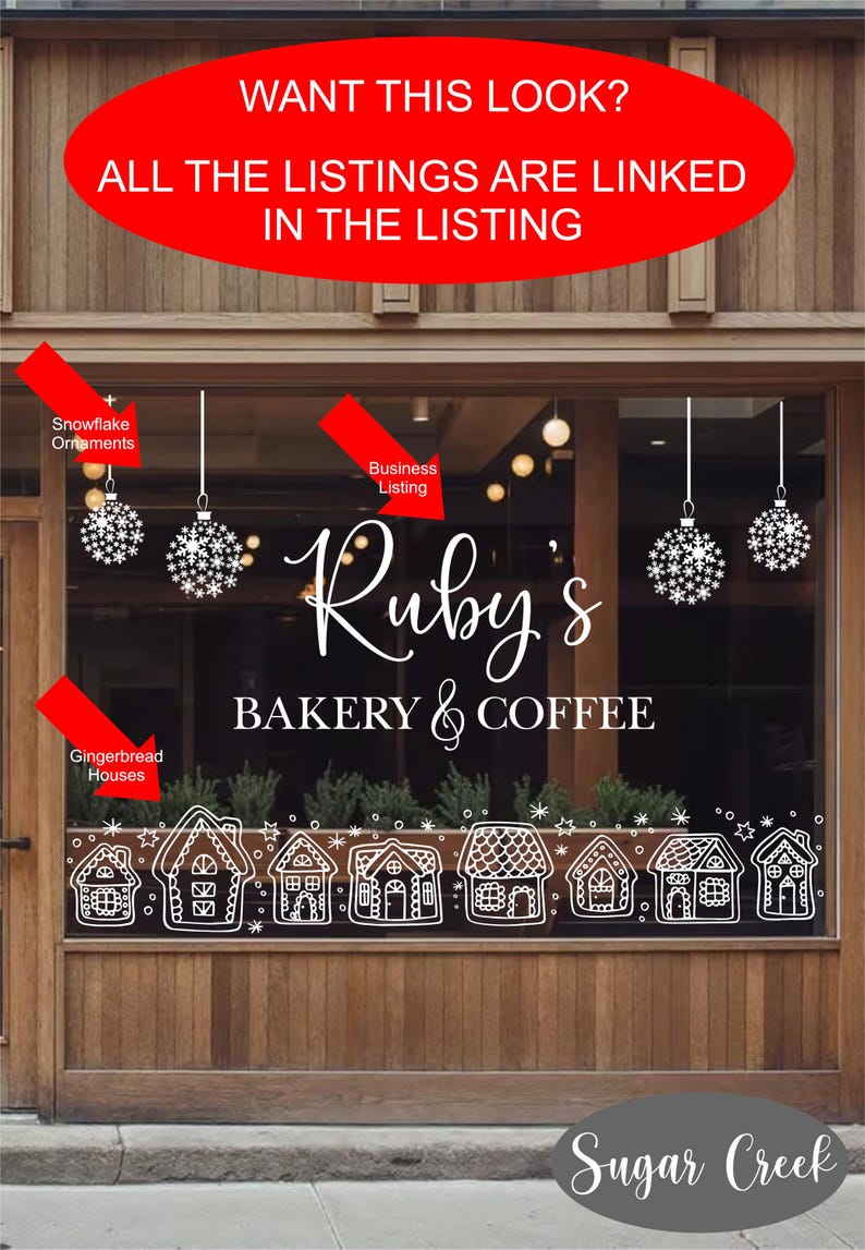 Christmas Window Gingerbread Houses Vinyl Decals -holiday Window Decor ...