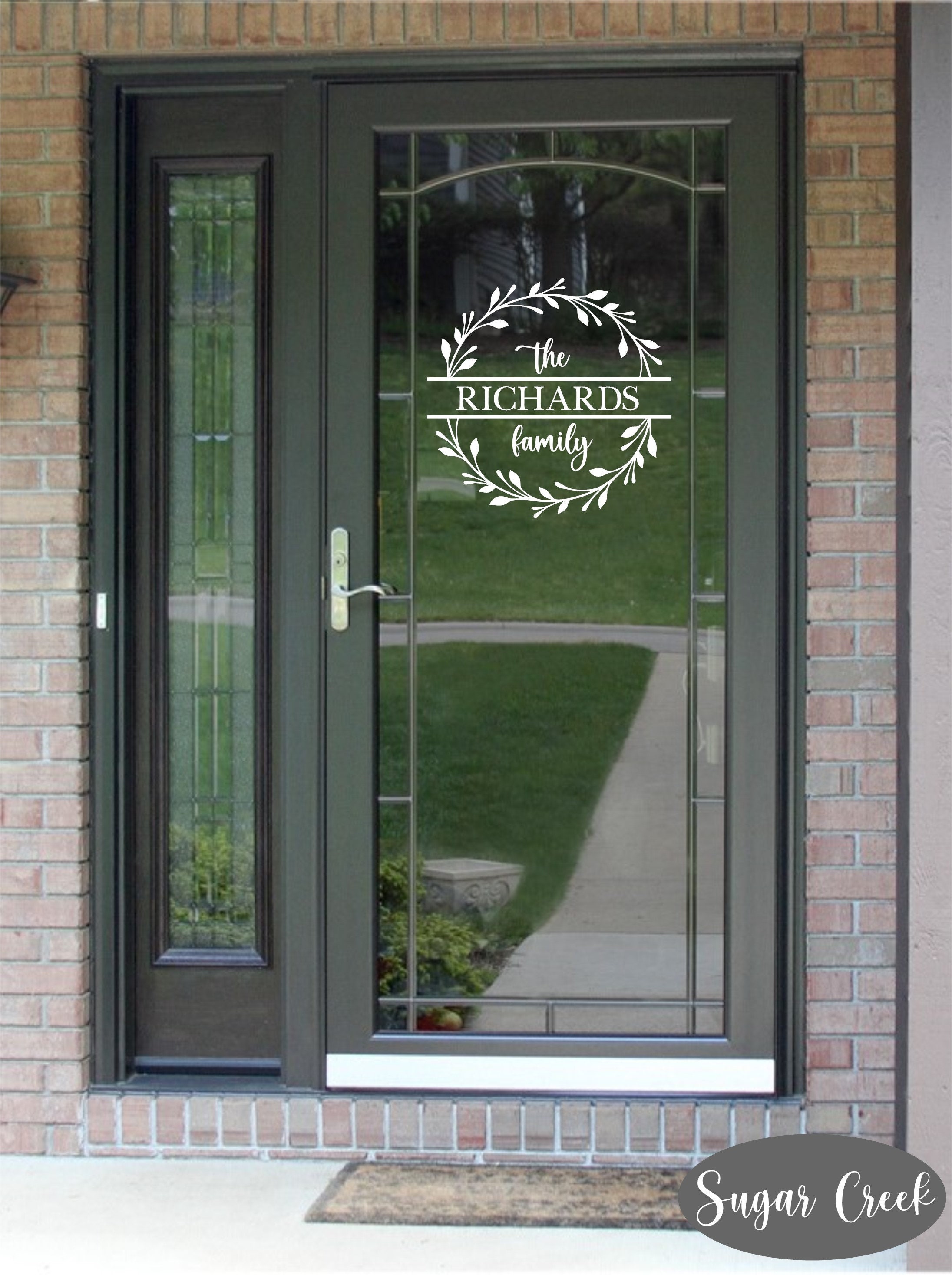 Front Door Family Name Wreath -vinyl Decal-personalized Storm Door ...