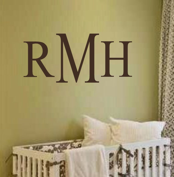 Monogram Wall Decal- Traditional Style Initials #2-Vinyl Wall Decal for Nursery Kids Room Master Bedroom- Wall Applique- Custom Lettering